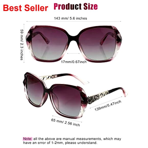 Vintage Rhinestone Oversized Sunglasses Polarized Composite Frame main image 7
